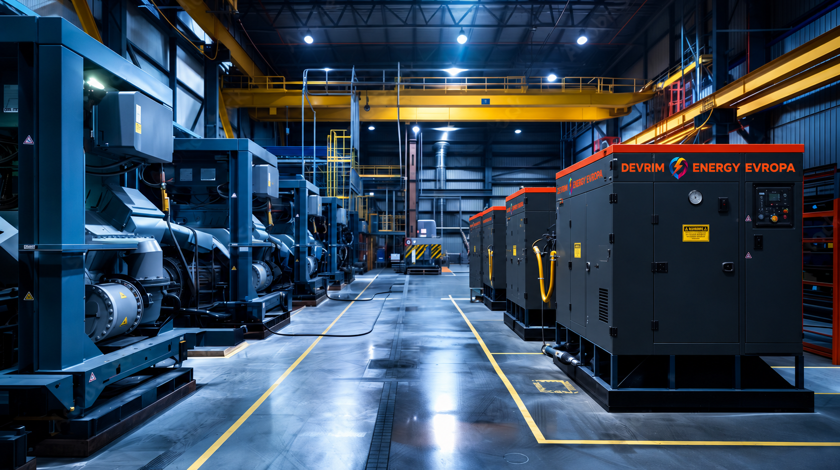 DEVRIM ENERGY Generatoren in einer modernen Produktionshalle
